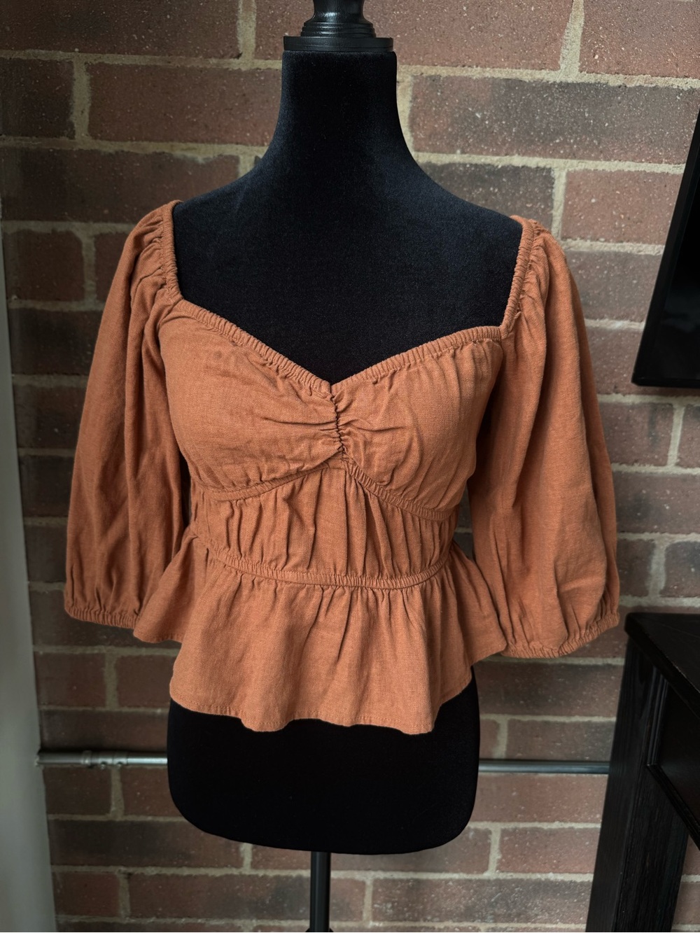 a new day Rust Peplum Blouse